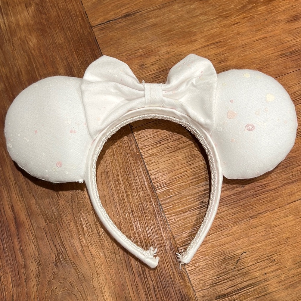 White cloth Mickey ears with color change splatter paint